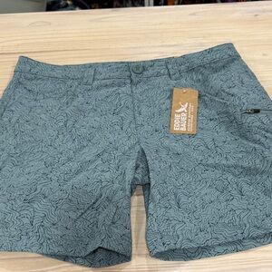 Eddie Bauer Women's Teal Patterned Flat Front Shorts